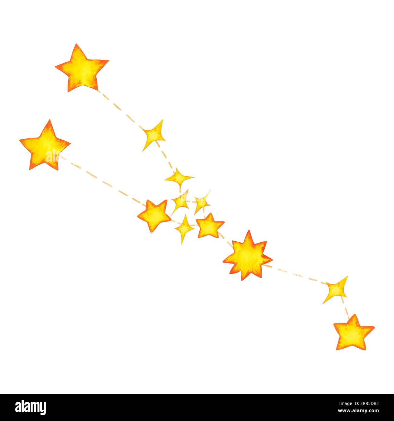 Costellazione del Toro. Insegna acquerello Zodiaco. Stelle gialle. Illustrazione disegnata a mano isolata su bianco Foto Stock