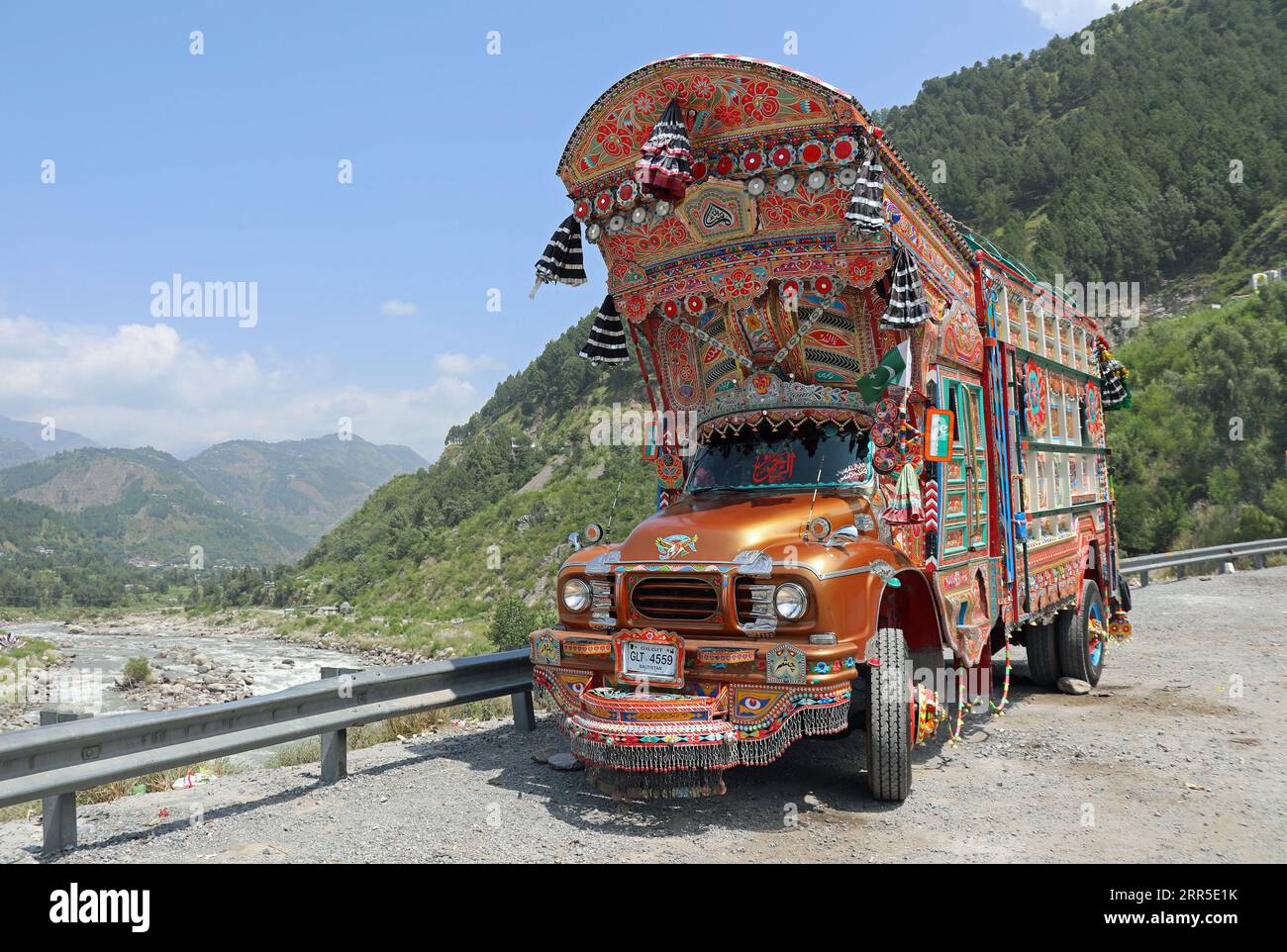 Camion pakistano Jingle nella Swat Valley Foto Stock