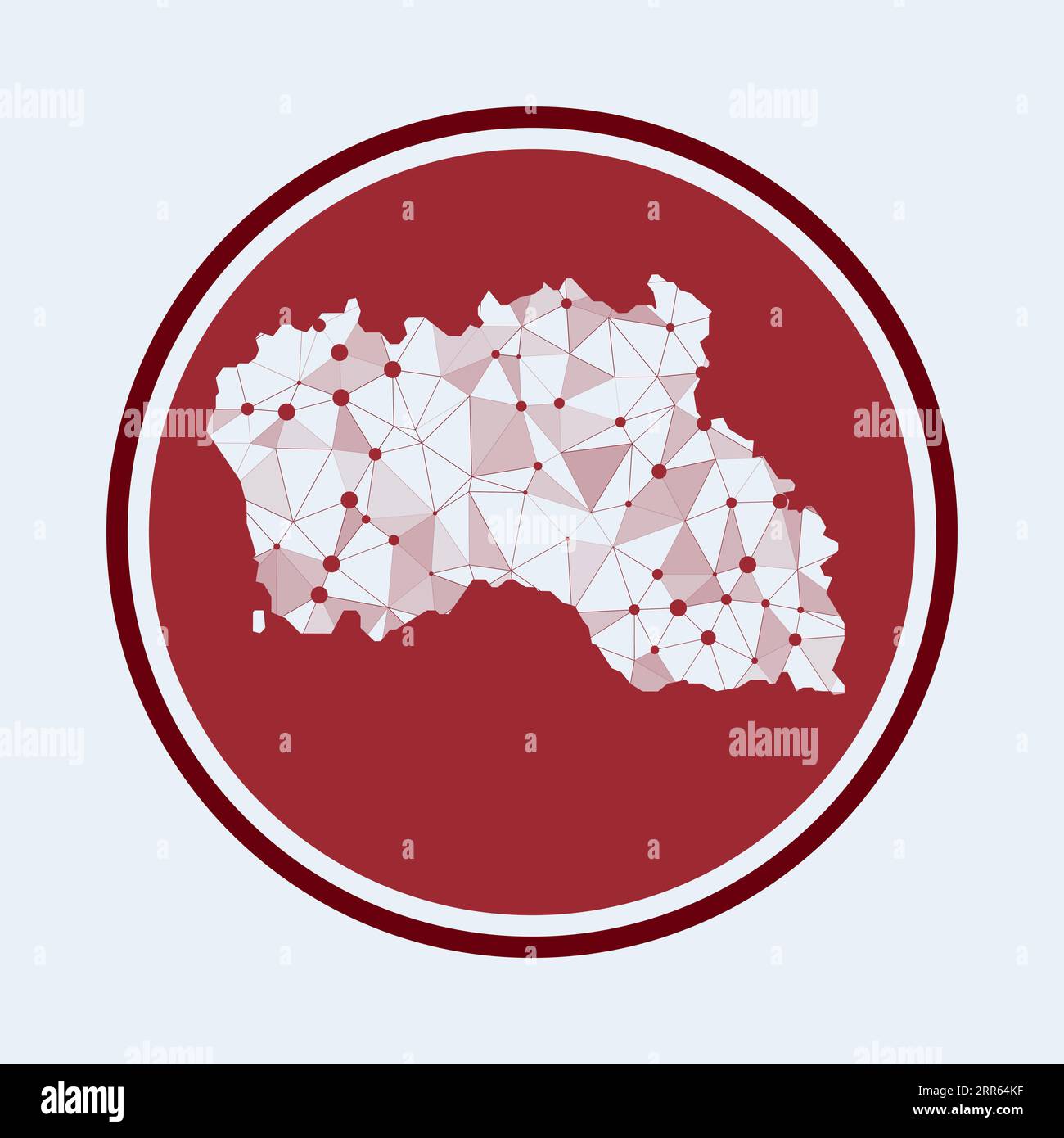 Icona dell'isola di Santa Maria. Logo tecnologico alla moda dell'isola. Design rotondo con mesh geometrica. Tecnologia, Internet, rete, concetto di telecomunicazione. Illustrazione Vettoriale