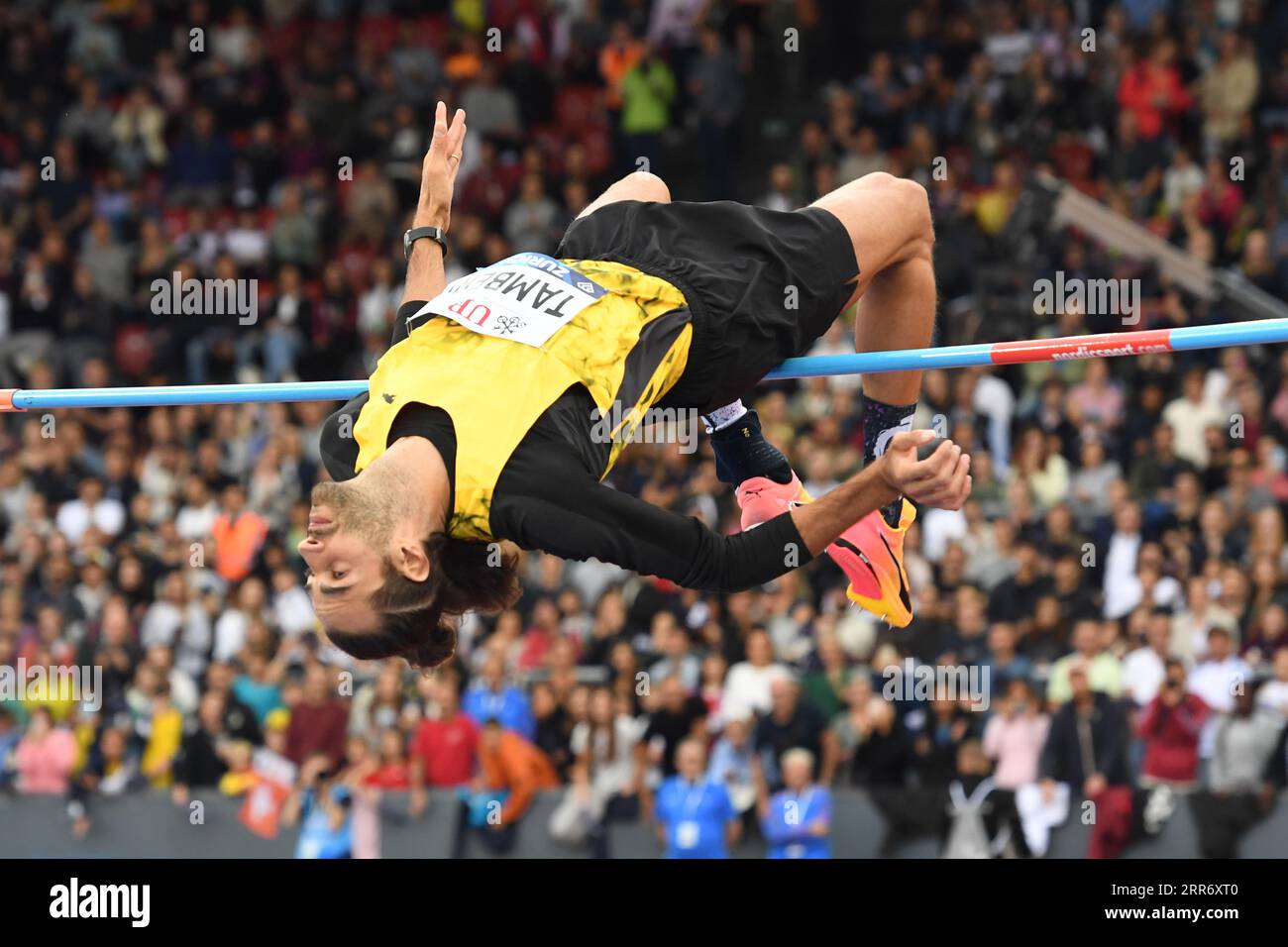 Gianmarco Tamberi (ITA) si piazza quarto nel salto in alto a 7-5 3/4 (2,28 m) durante la Weltkasse Zurigo allo stadio Letzigrund, giovedì 31 agosto 2023, a Zurigo, Svizzera. (Jiro Mochiuzki/immagine dello sport) Foto Stock