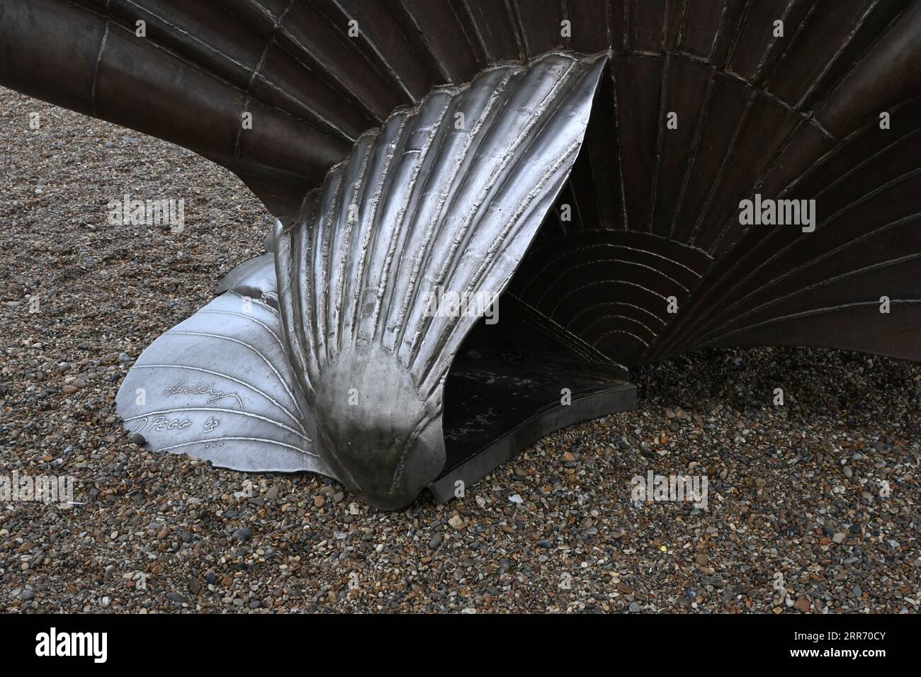 la scultura di capesante, aldeburgh, suffolk Foto Stock