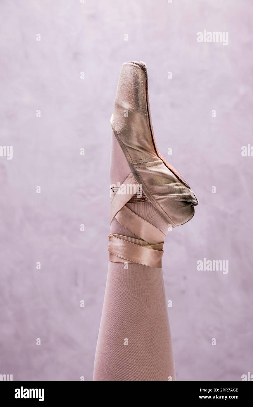 Primo piano scarpa da ballerina pointe Foto Stock