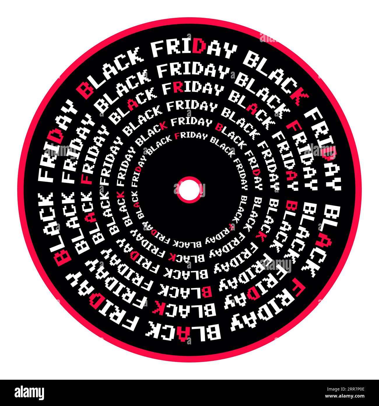 Adesivo di vendita del Black Friday evento promozionale di sconto di marketing Circle banner nero, rosso e bianco o card CD stile retro Design Element Vector Illustr Illustrazione Vettoriale