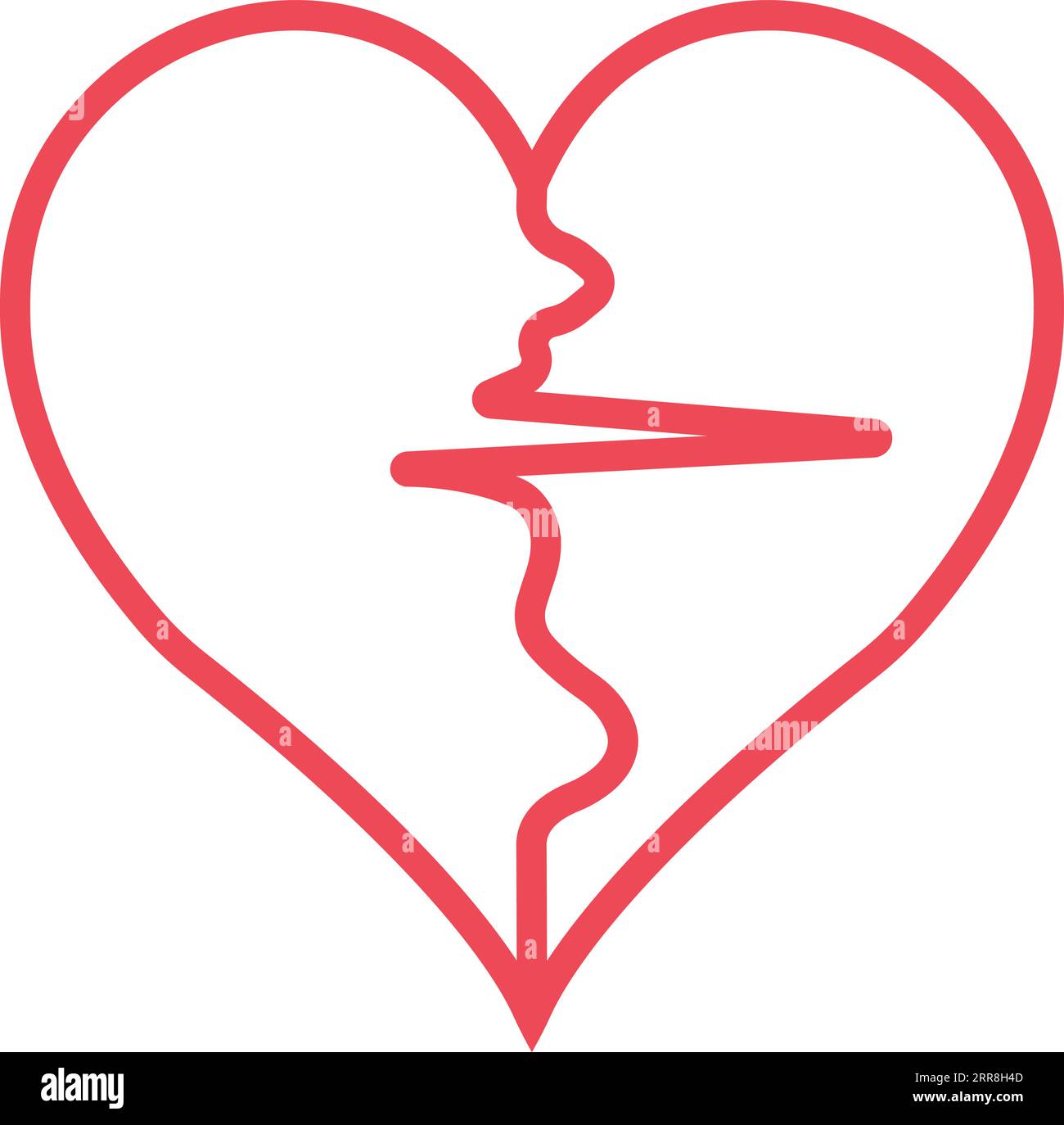 due metà del cuore separate dal segno del polso Illustrazione Vettoriale