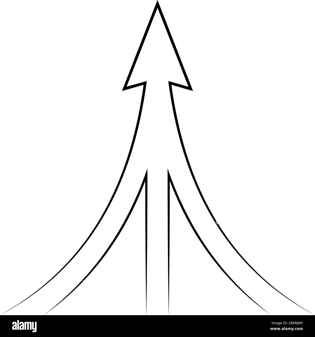 Il percorso verso l'obiettivo è un puntatore a freccia con tre strade Illustrazione Vettoriale