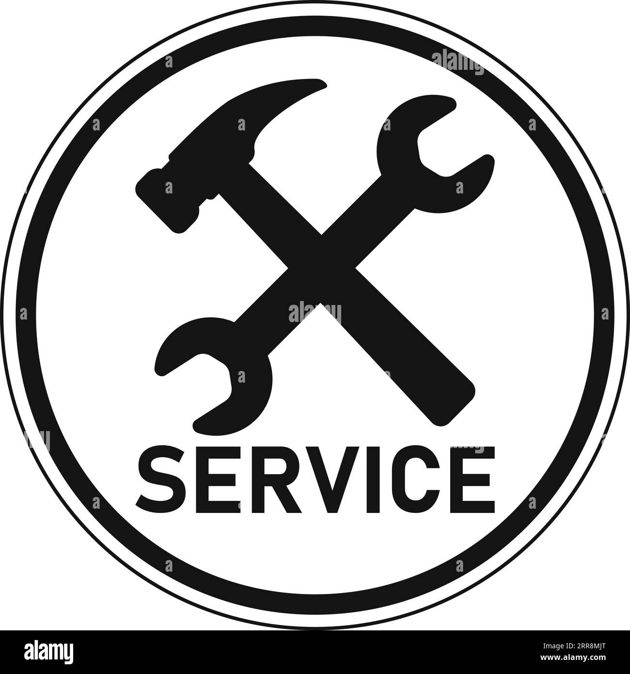 Logo icona centro assistenza riparazione martello chiave assistenza clienti Illustrazione Vettoriale