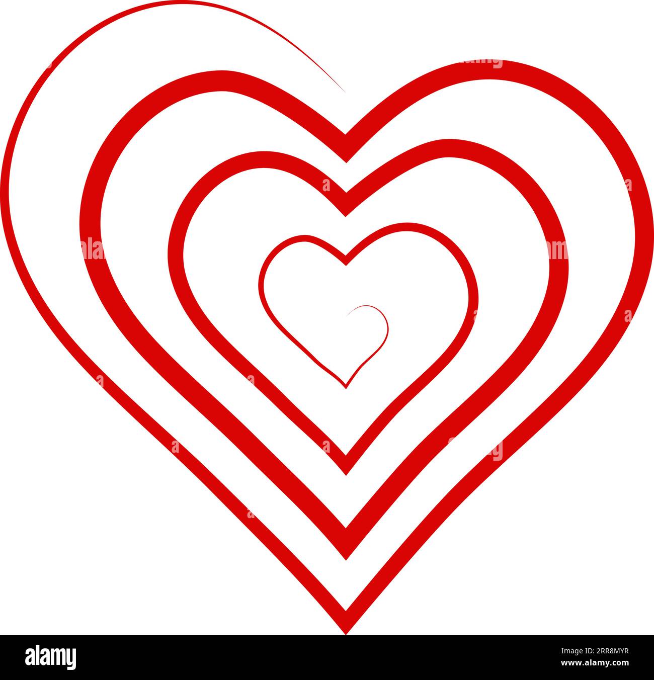 Logo forma a spirale cuore amore infinito spirale a forma di cuore Illustrazione Vettoriale