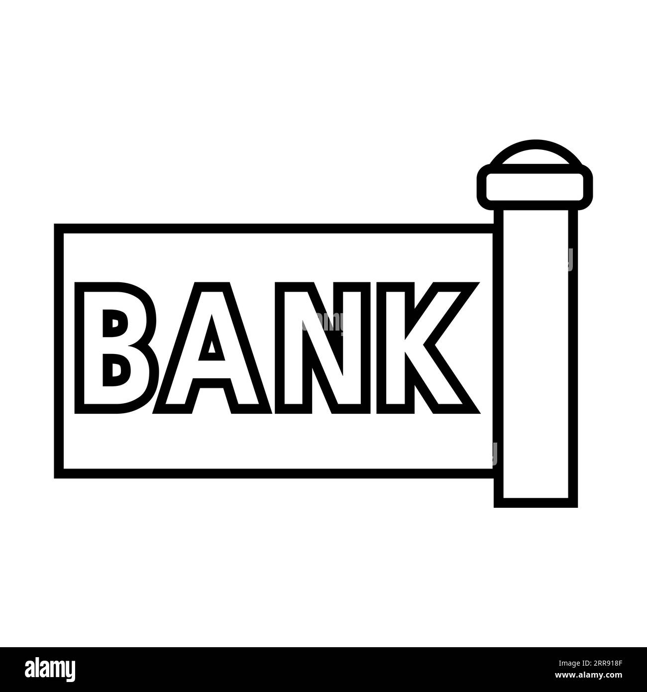 Segnaletica stradale della banca su un'asta isolata su bianco Illustrazione Vettoriale