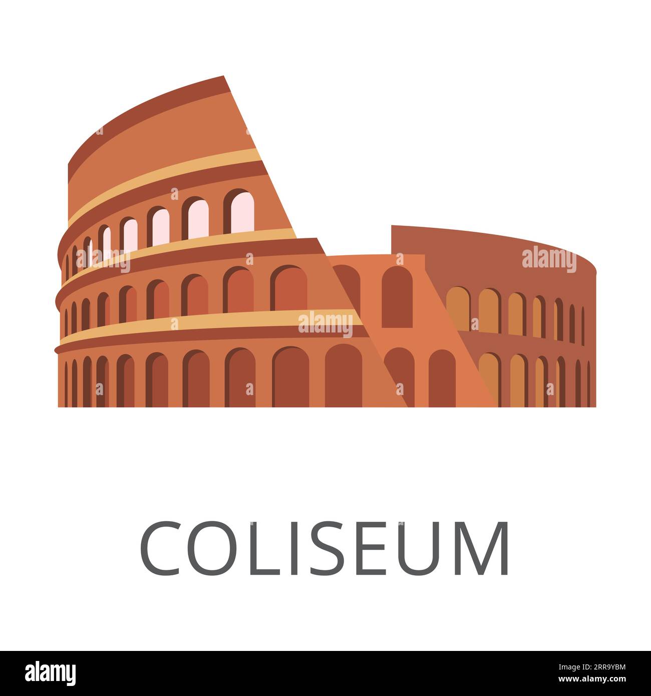 Colosseo in rovina isolato su bianco Illustrazione Vettoriale