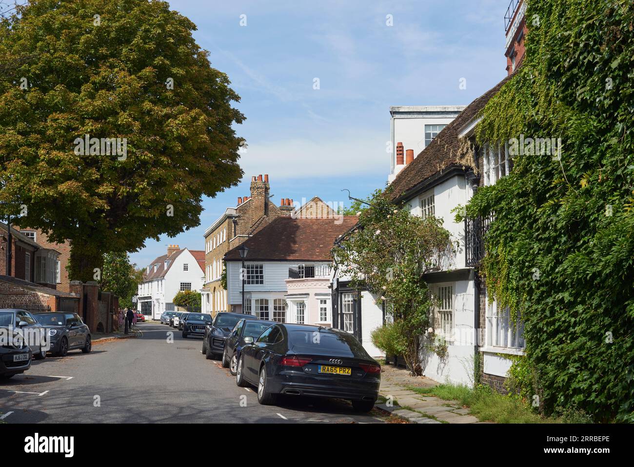 Vecchie case lungo Church Street, Old Chiswick, West London, Regno Unito Foto Stock