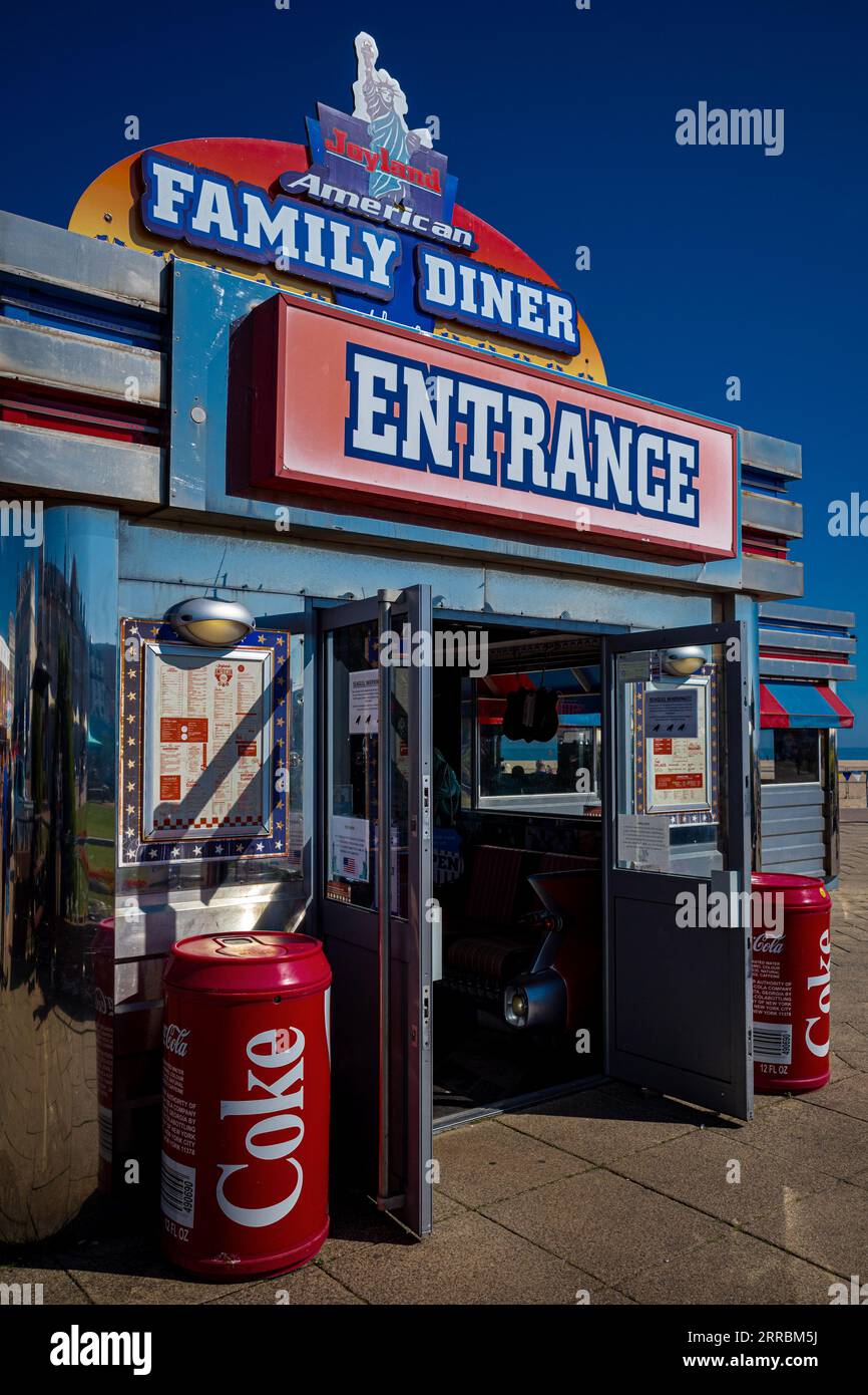 Joyland American Family Diner a Great Yarmouth, sul lungomare del Golden Mile. Aperto nel 2003. Foto Stock