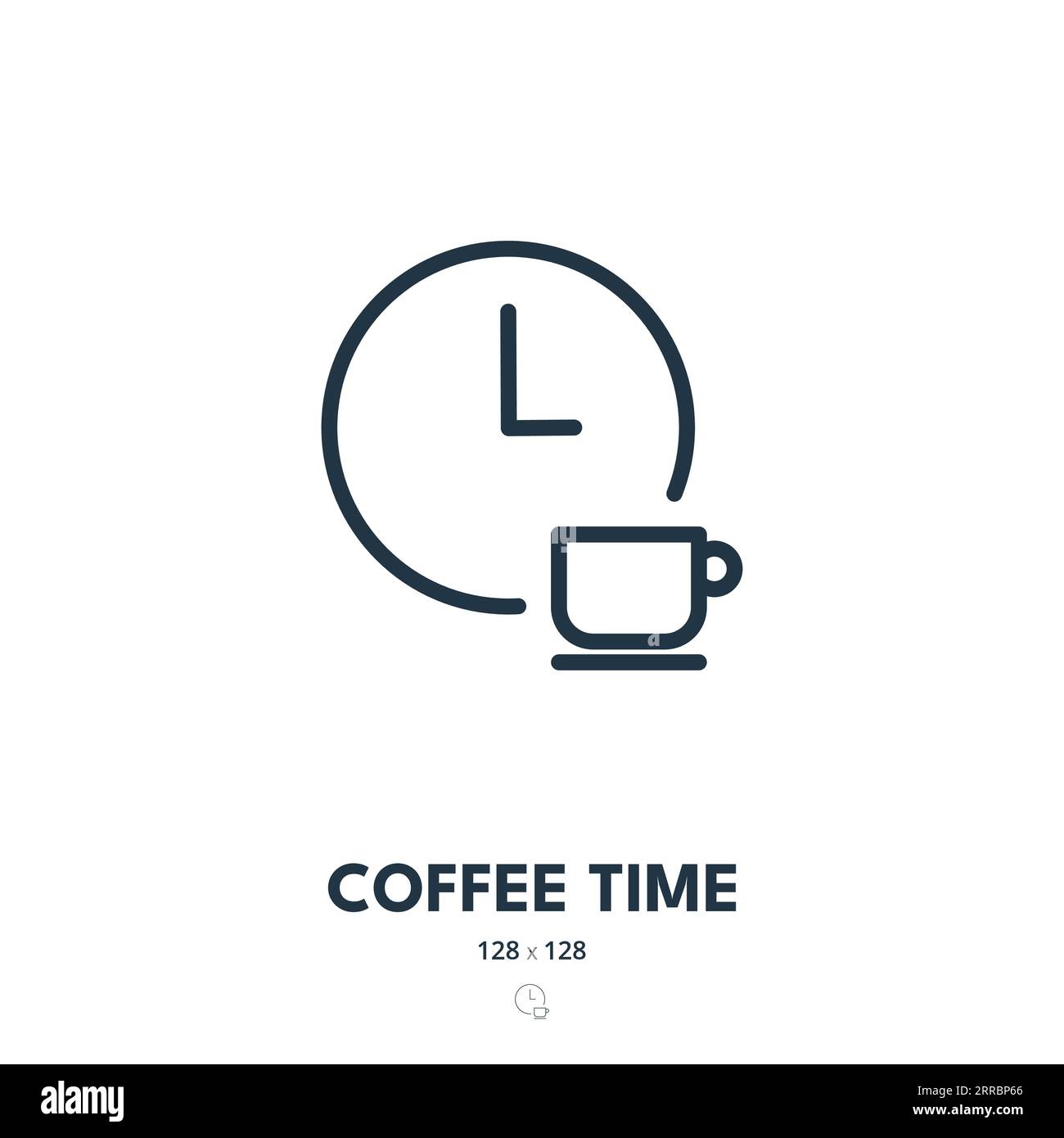 Icona tempo caffè. Pausa caffè, pausa, riposo. Tratto modificabile. Icona vettore semplice Illustrazione Vettoriale