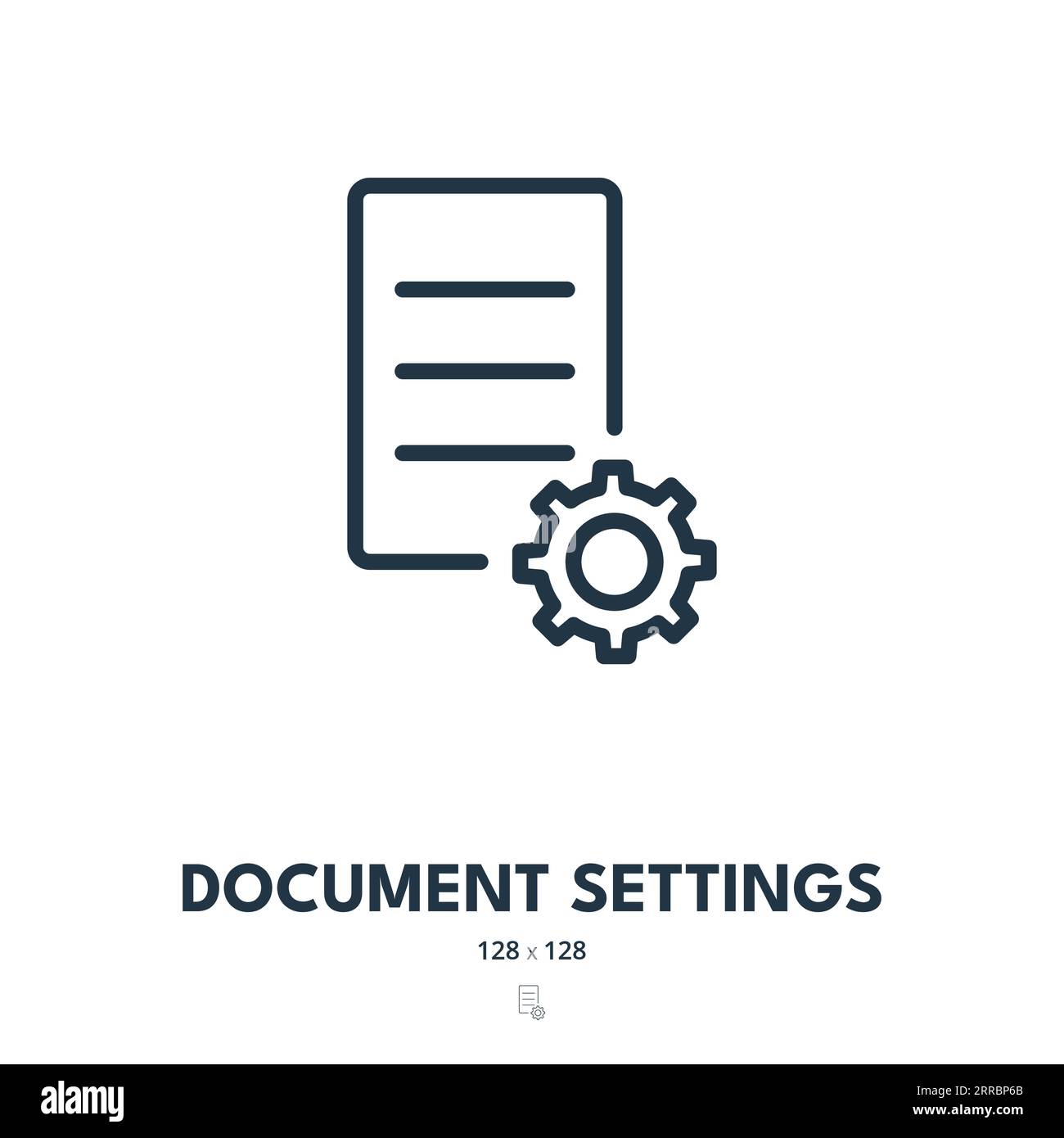 Icona Impostazioni documento. File, Configurazione, Opzioni. Tratto modificabile. Icona vettore semplice Illustrazione Vettoriale