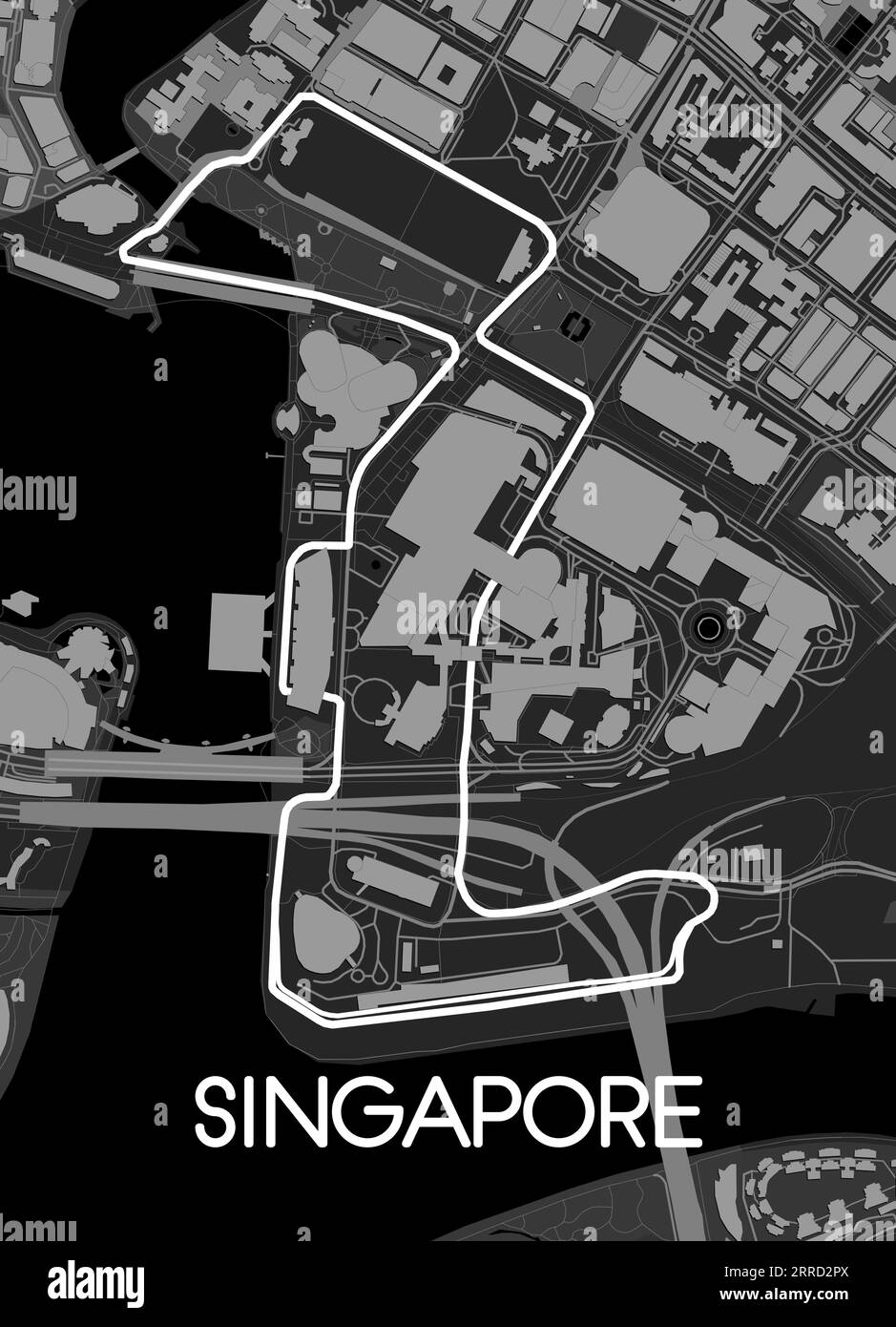 Grand Prix di Singapore mappa della pista Illustrazione Vettoriale