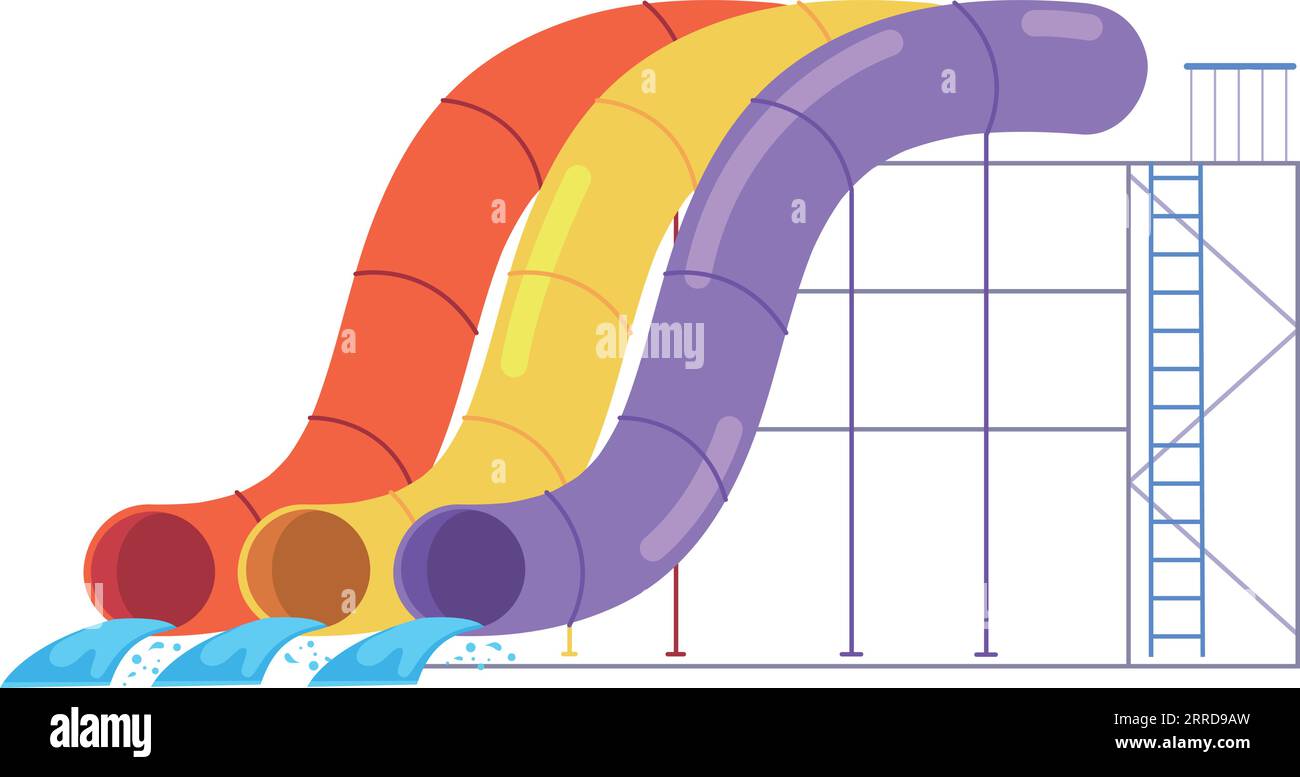 Tubi in plastica color Aquapark. Icona dello scivolo d'acqua isolata su sfondo bianco Illustrazione Vettoriale