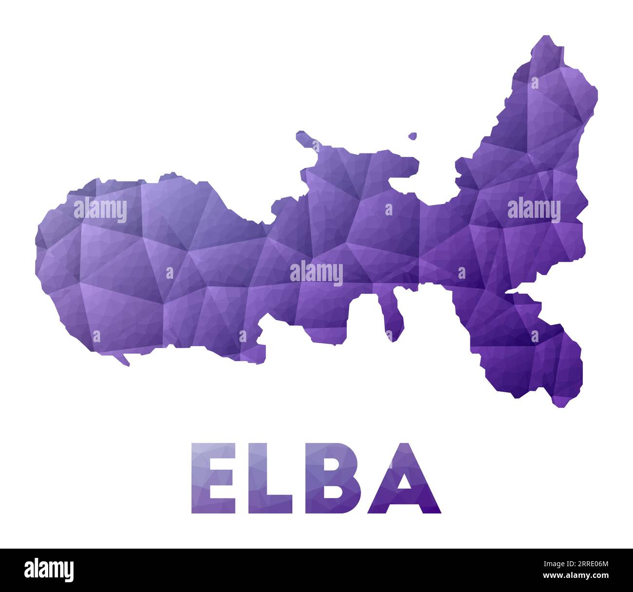 Illustrazione in basso poli dell'isola d'Elba. Design geometrico viola. Illustrazione del vettore poligonale. Illustrazione Vettoriale