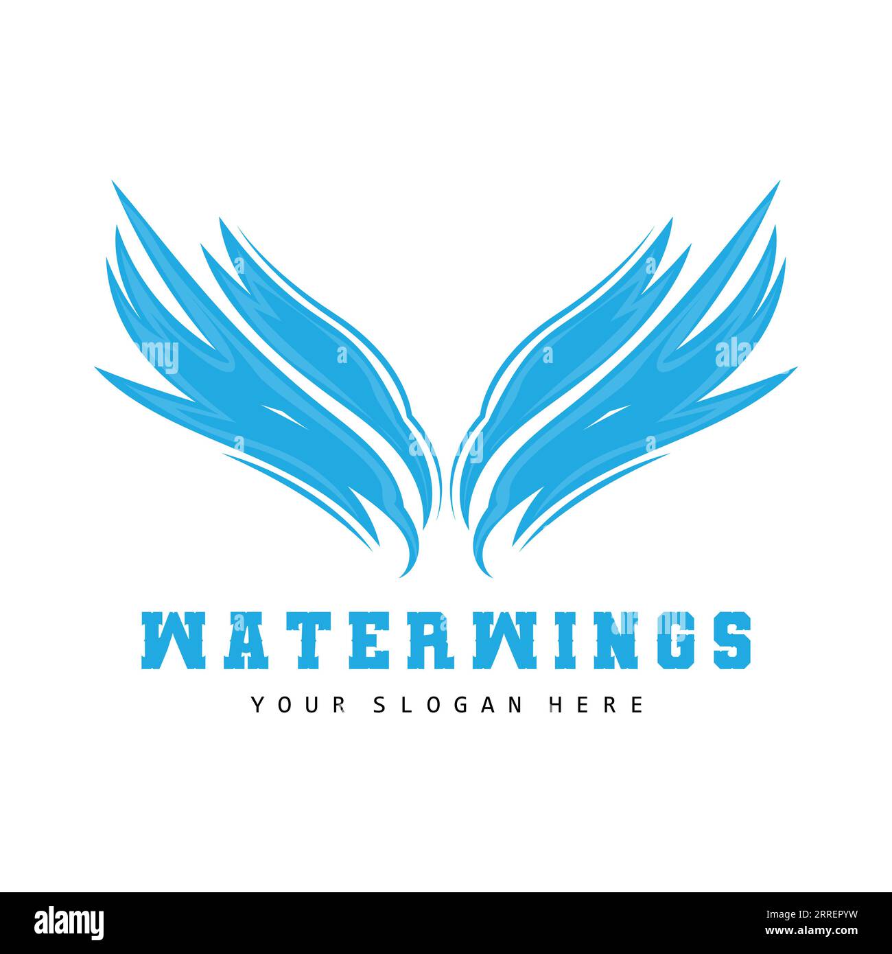 Logo Water Wave, Earth Element Vector, logo Water Wings Design Style, icona del marchio, adesivo Illustrazione Vettoriale