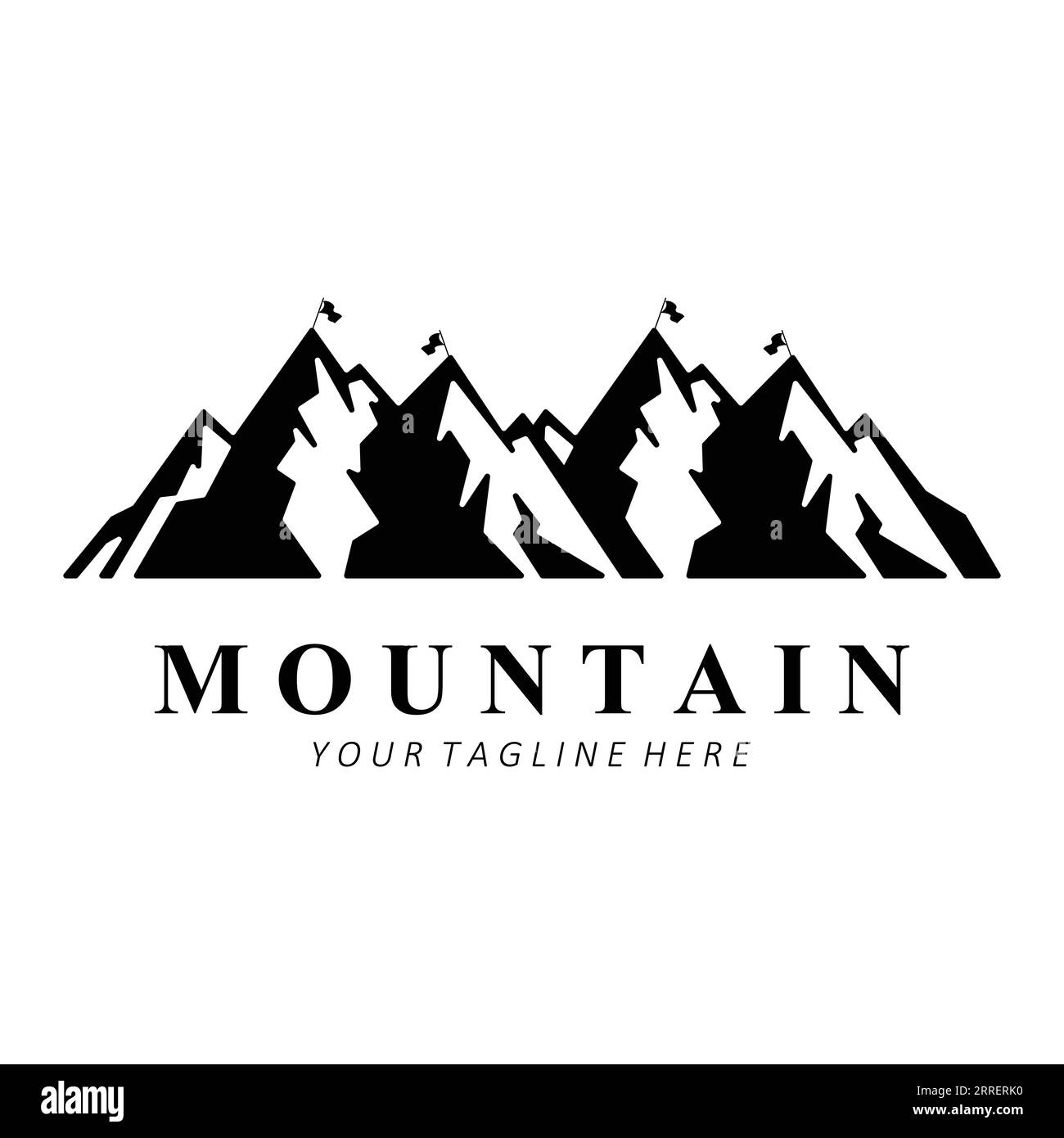 Mountain Logo Design, Vector Place per escursionisti amanti della natura Illustrazione Vettoriale