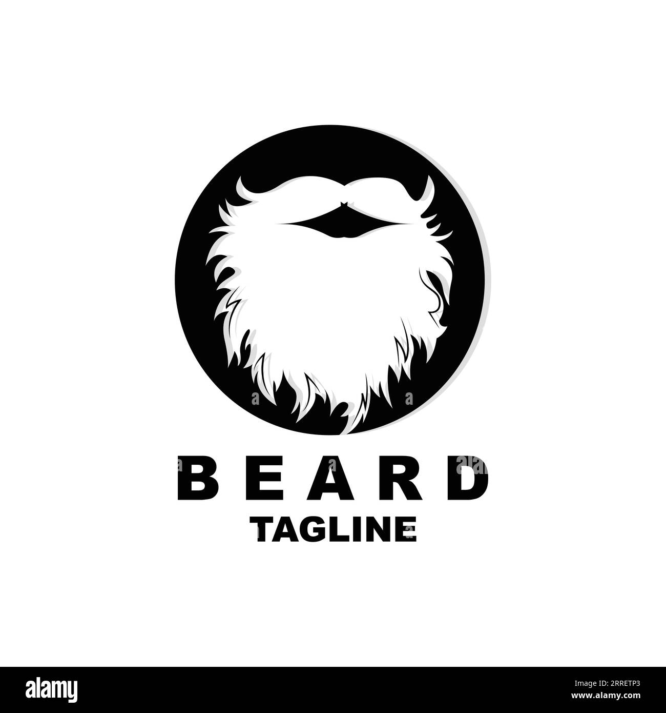 Design con logo barba, Vector per capelli dall'aspetto maschile, design stile barbiere da uomo Illustrazione Vettoriale