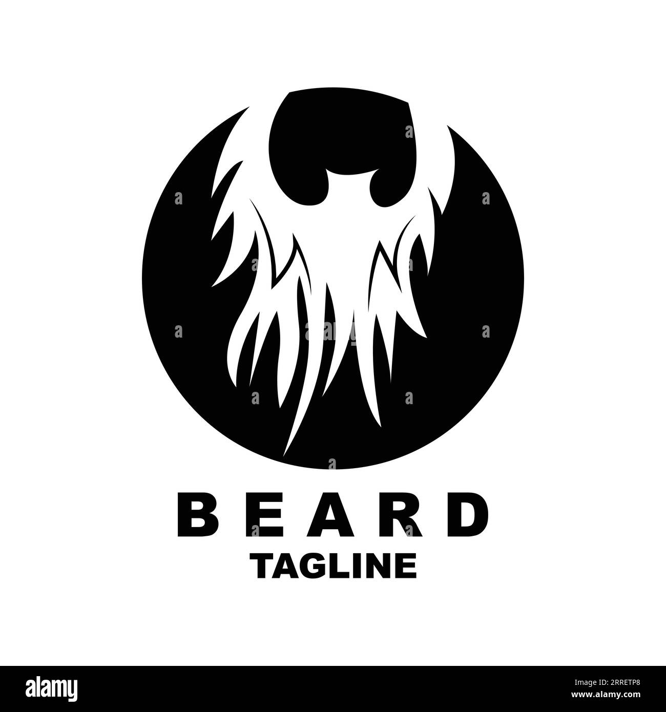 Design con logo barba, Vector per capelli dall'aspetto maschile, design stile barbiere da uomo Illustrazione Vettoriale