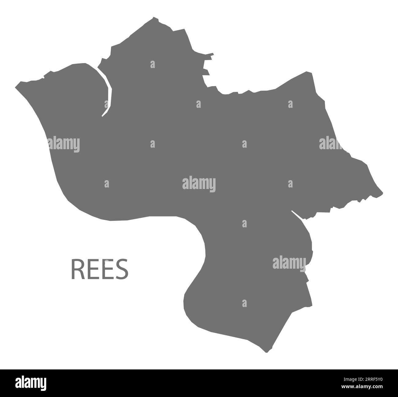 Mappa tedesca della città di Rees illustrazione grigia sagoma della silhouette Illustrazione Vettoriale