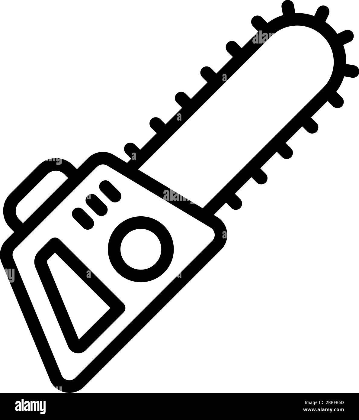 Icona della motosega elettrica lineare come contorno modificabile per il web design Illustrazione Vettoriale