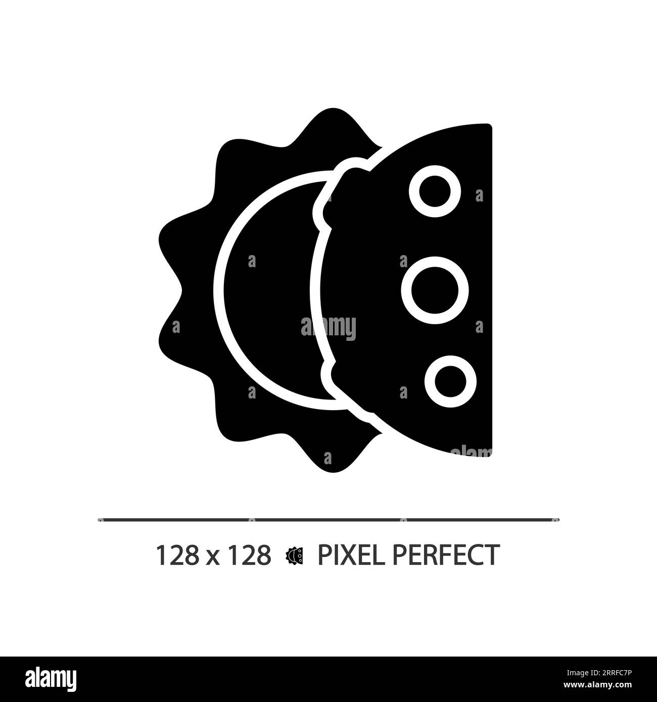 Icona glifo nero perfetto pixel eclissi solare Illustrazione Vettoriale