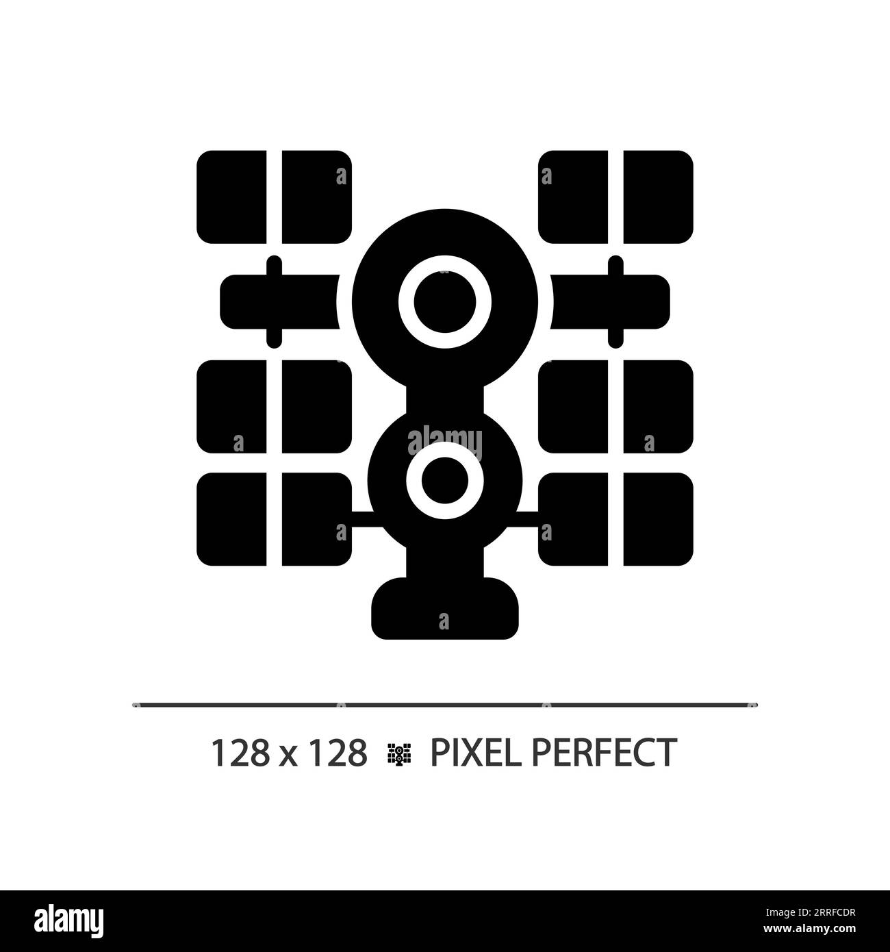 Icona glifo nero perfetto pixel della stazione spaziale Illustrazione Vettoriale