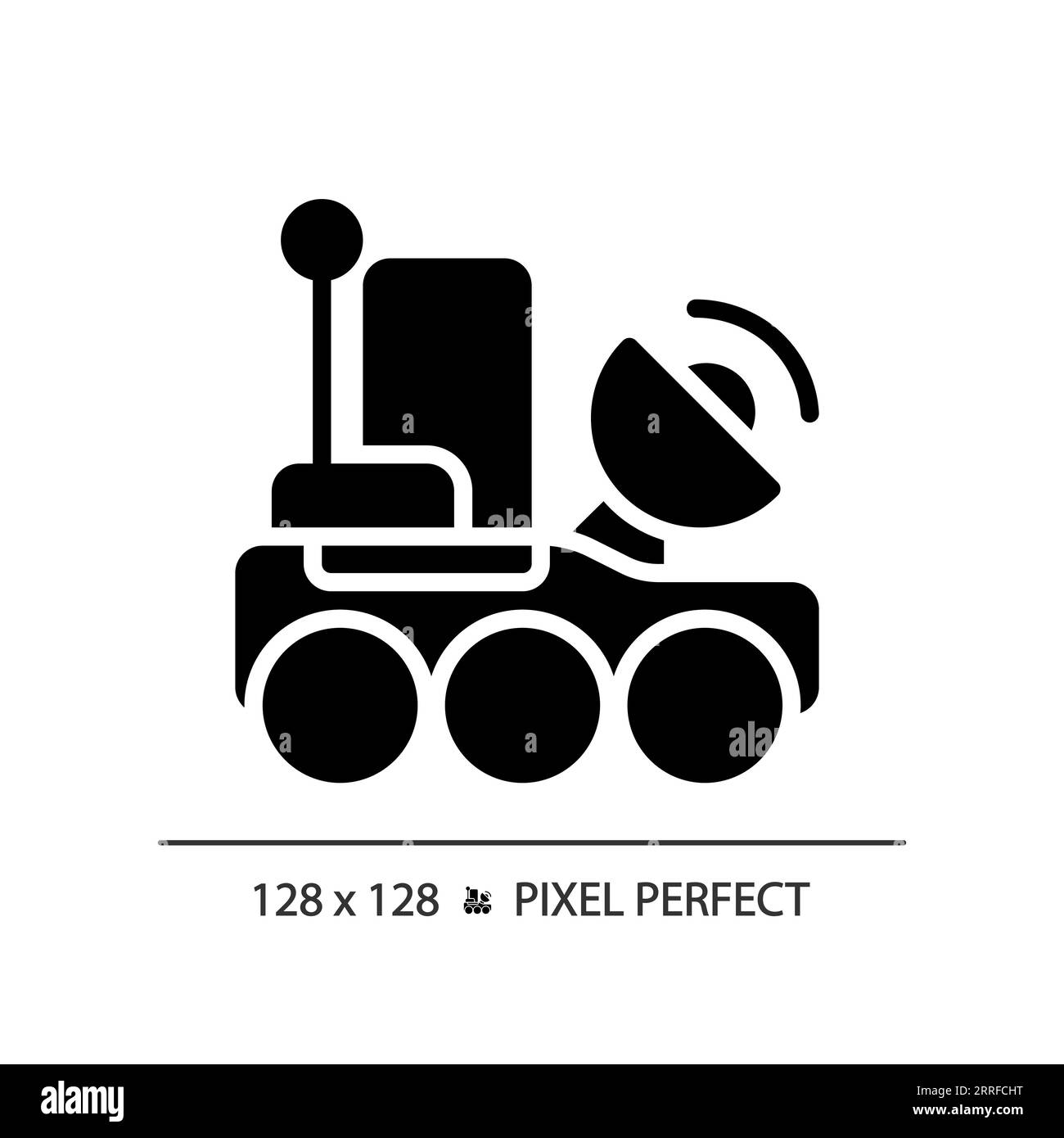 Icona glifo nero perfetto pixel Lunar rover Illustrazione Vettoriale