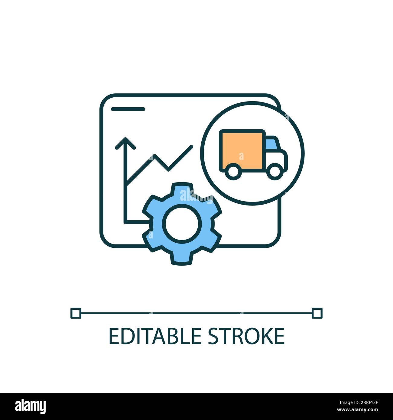 Icona 2D di analisi e reportistica colorata con linee sottili Illustrazione Vettoriale