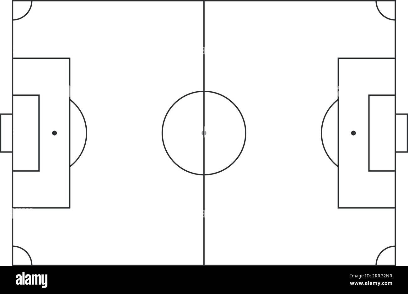 Campo da calcio in stile piatto. Illustrazione vettoriale dello stadio di calcio su sfondo isolato. Piano sportivo firma business concept. Illustrazione Vettoriale