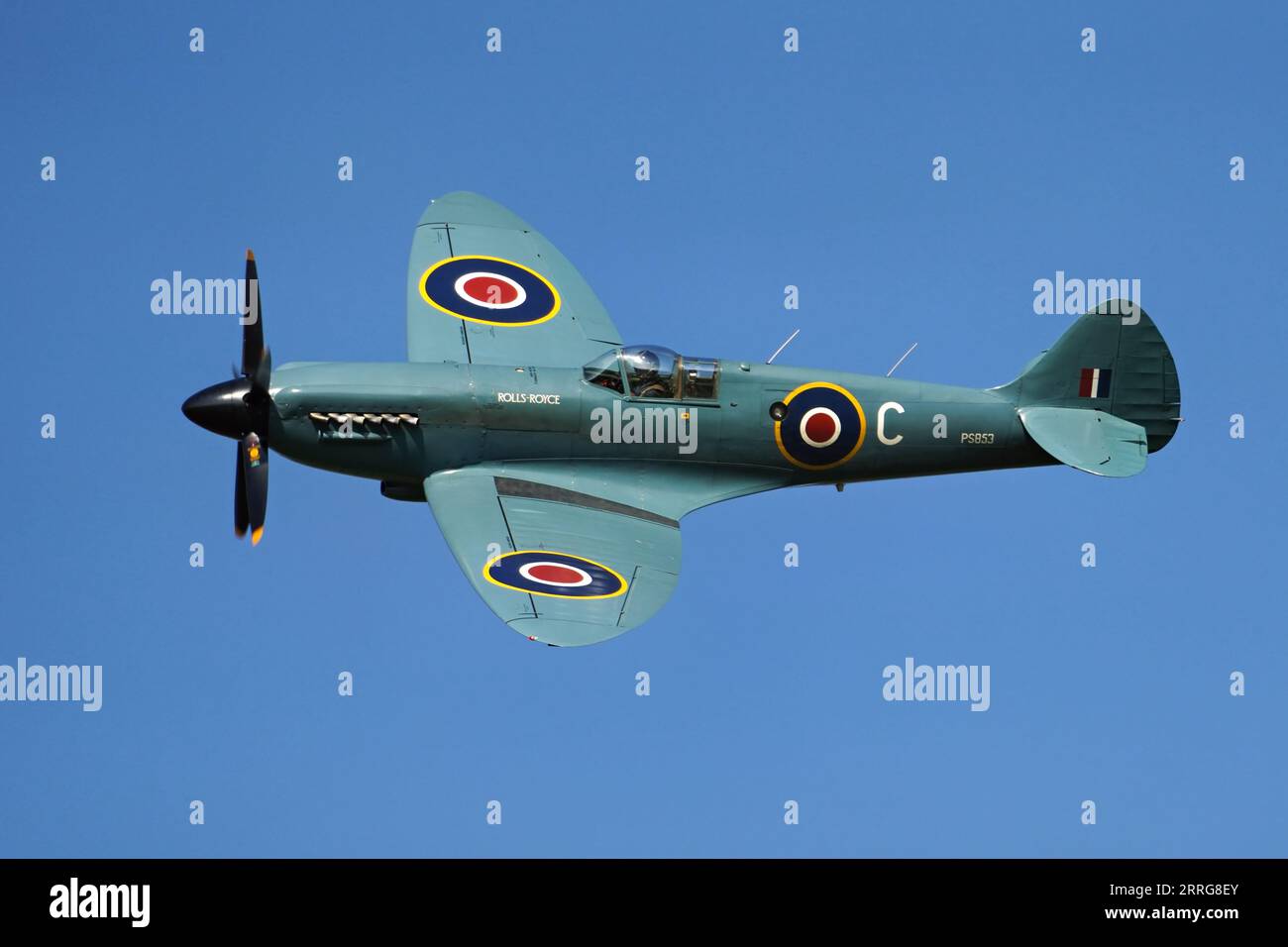 Supermarine Spitfire PS853 di proprietà della Rolls Royce Displays al Cosby Victory Show settembre 2023 Foto Stock