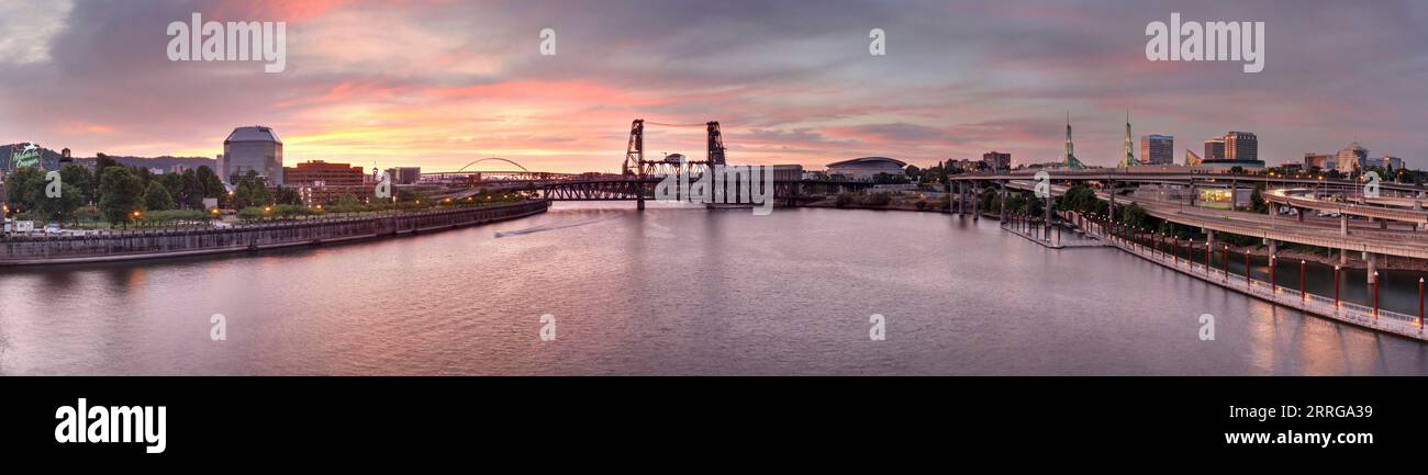 Portland nord, Oregon, tramonto panoramico Foto Stock