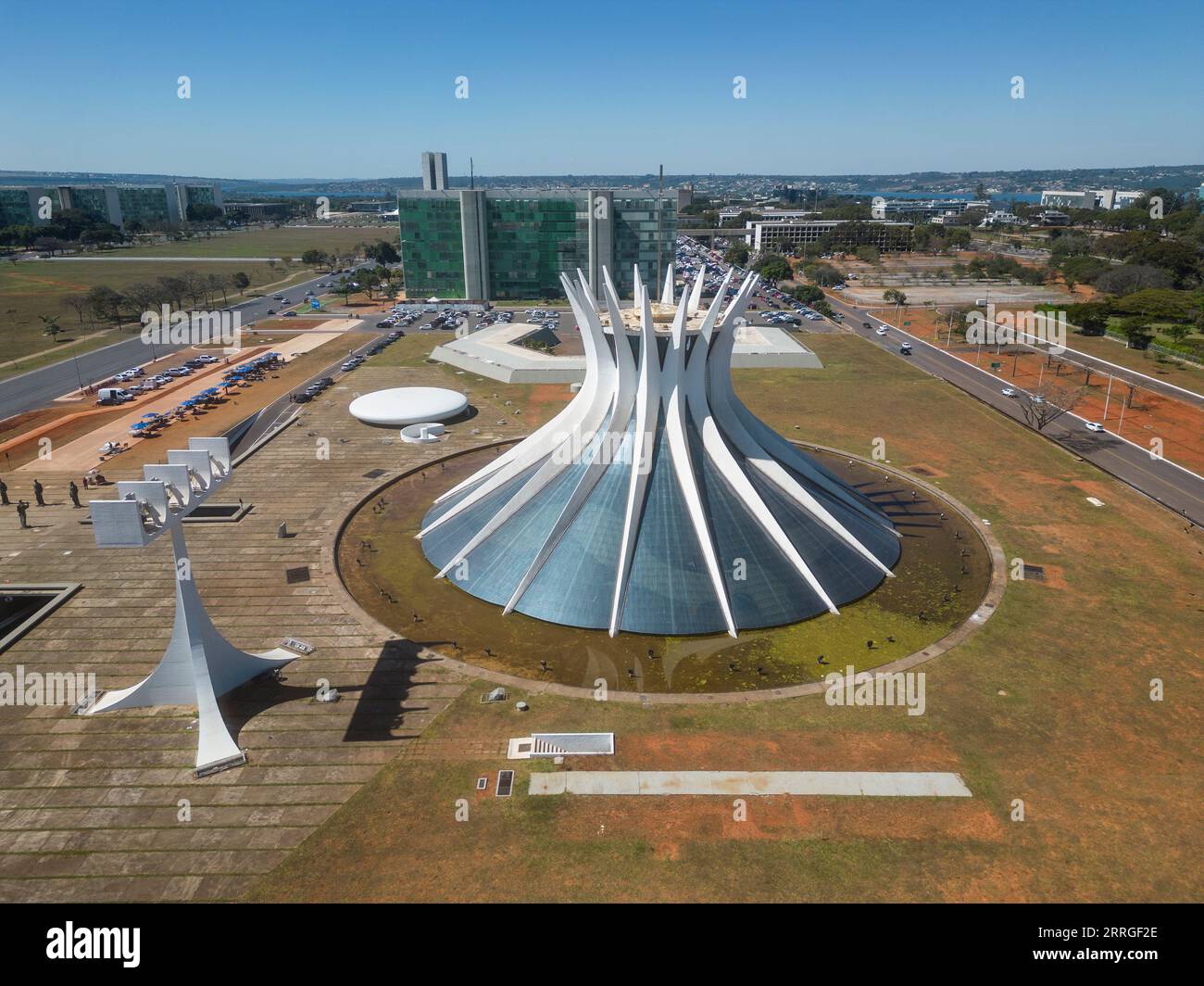 Splendida vista aerea della chiesa cattedrale di architettura moderna Foto Stock