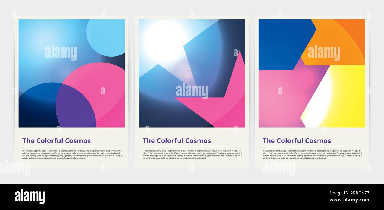 Cosmos moderno e luminoso le coperture astratte creano un design minimalista con sfondo geometrico Illustrazione Vettoriale