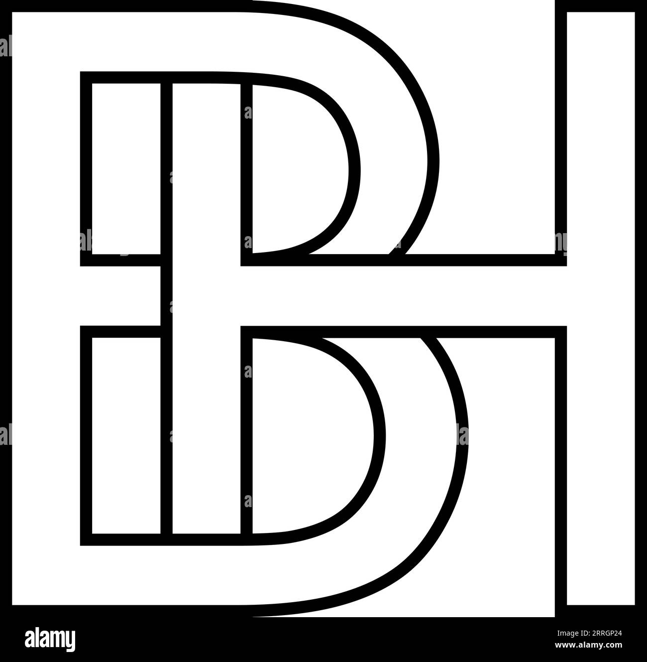 Logo bh, icona gh segno due lettere interlacciate b, h Illustrazione Vettoriale