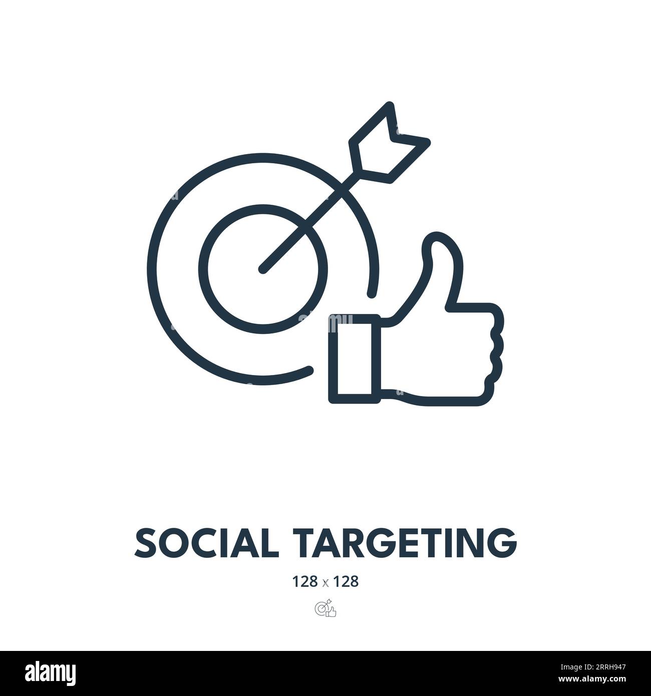 Icona di targeting social. Target, pubblicità, promozione. Tratto modificabile. Icona vettore semplice Illustrazione Vettoriale