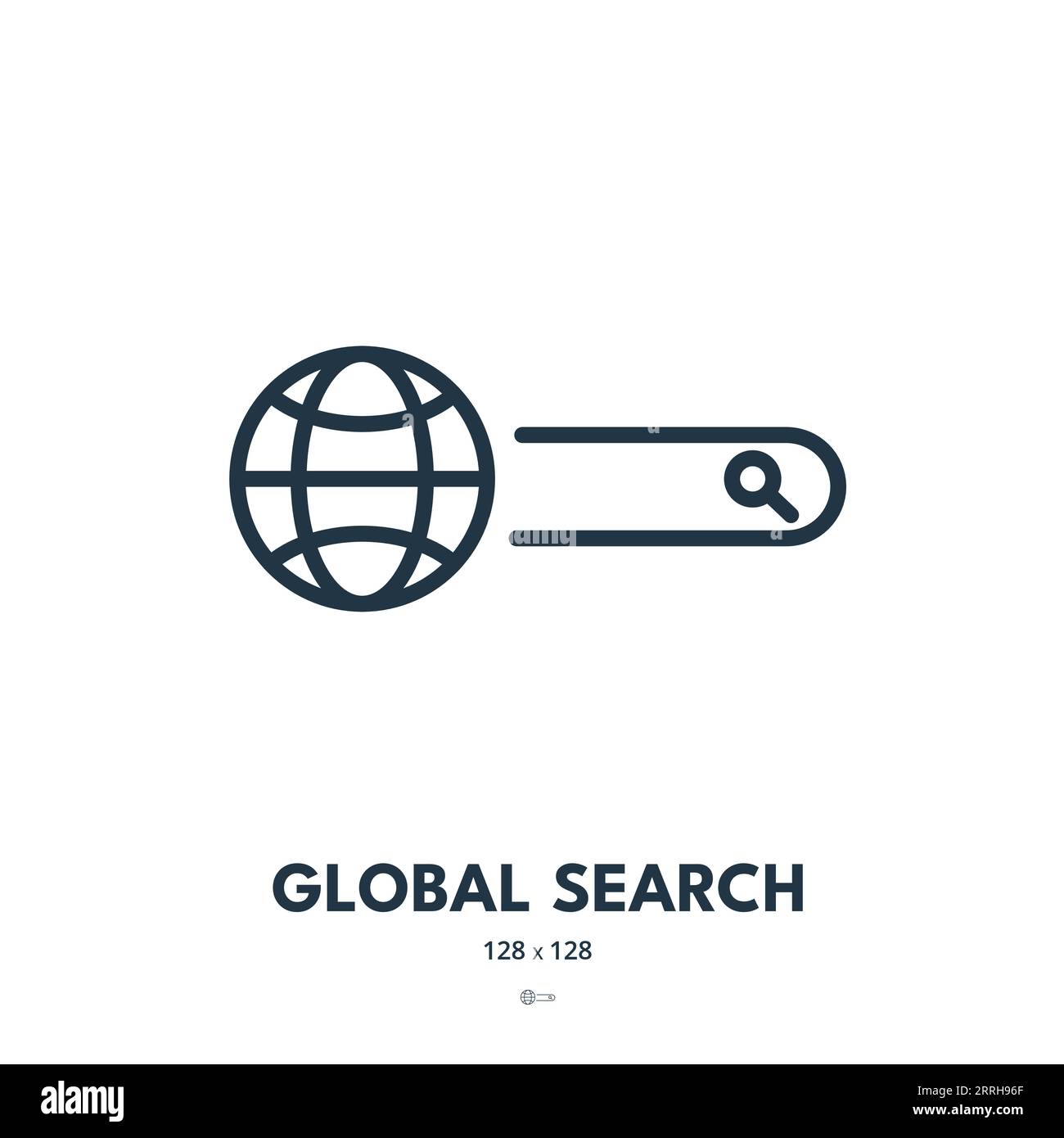 Icona ricerca globale. Barra di ricerca, Sfoglia, Internet. Tratto modificabile. Icona vettore semplice Illustrazione Vettoriale