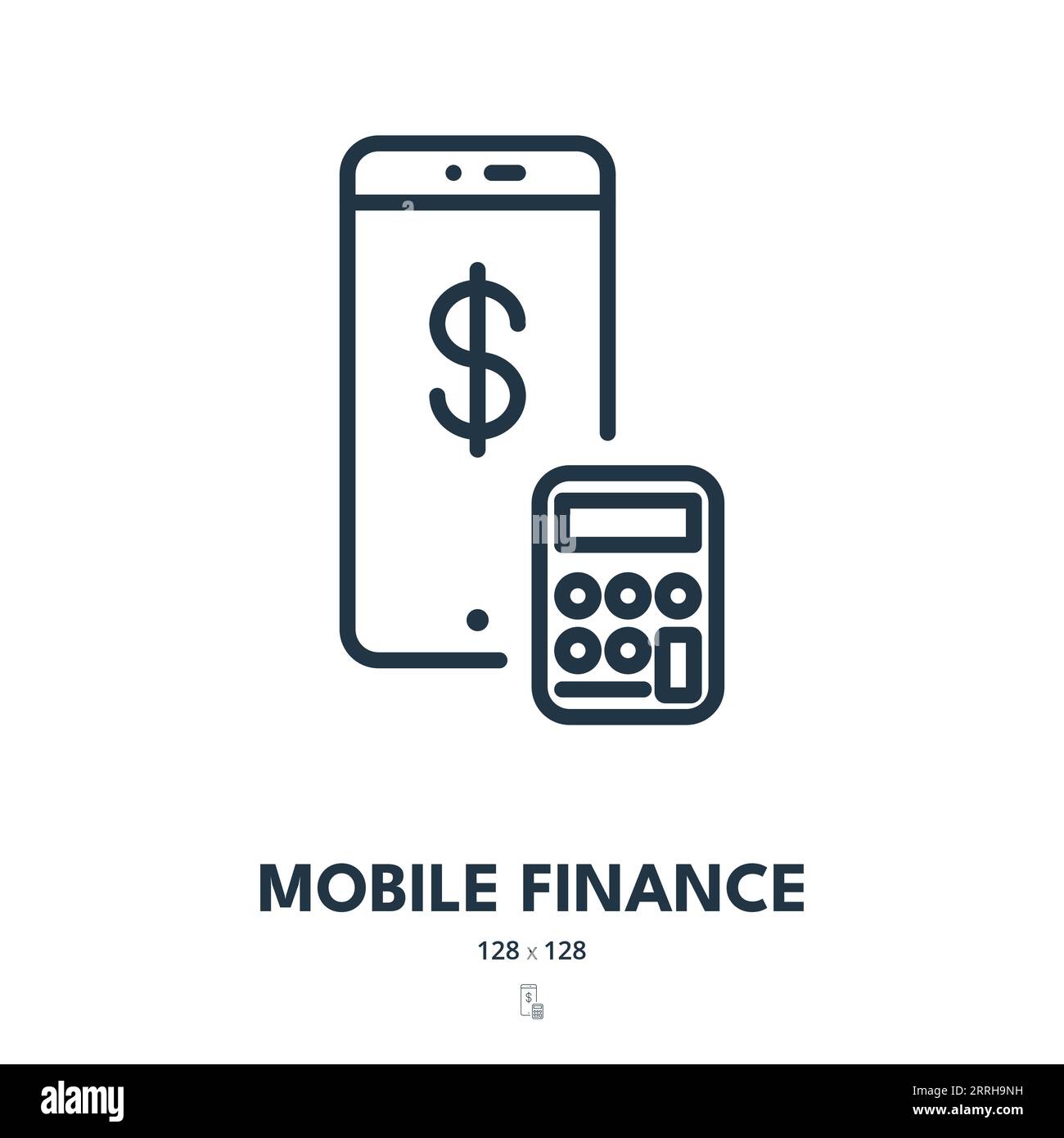 Icona Mobile Finance. Smartphone, portafoglio, banca. Tratto modificabile. Icona vettore semplice Illustrazione Vettoriale
