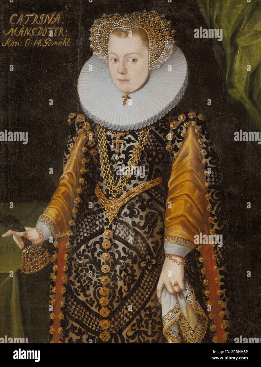 Donna sconosciuta, precedentemente chiamata Elisabetta, 1549-1597, Principessa di Svezia, Duchessa di Meclemburgo, 1580. Foto Stock
