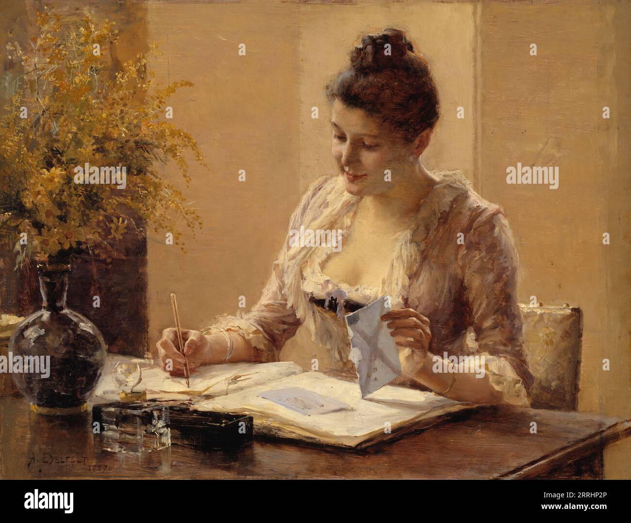 Signora che scrive una lettera, 1887. Foto Stock