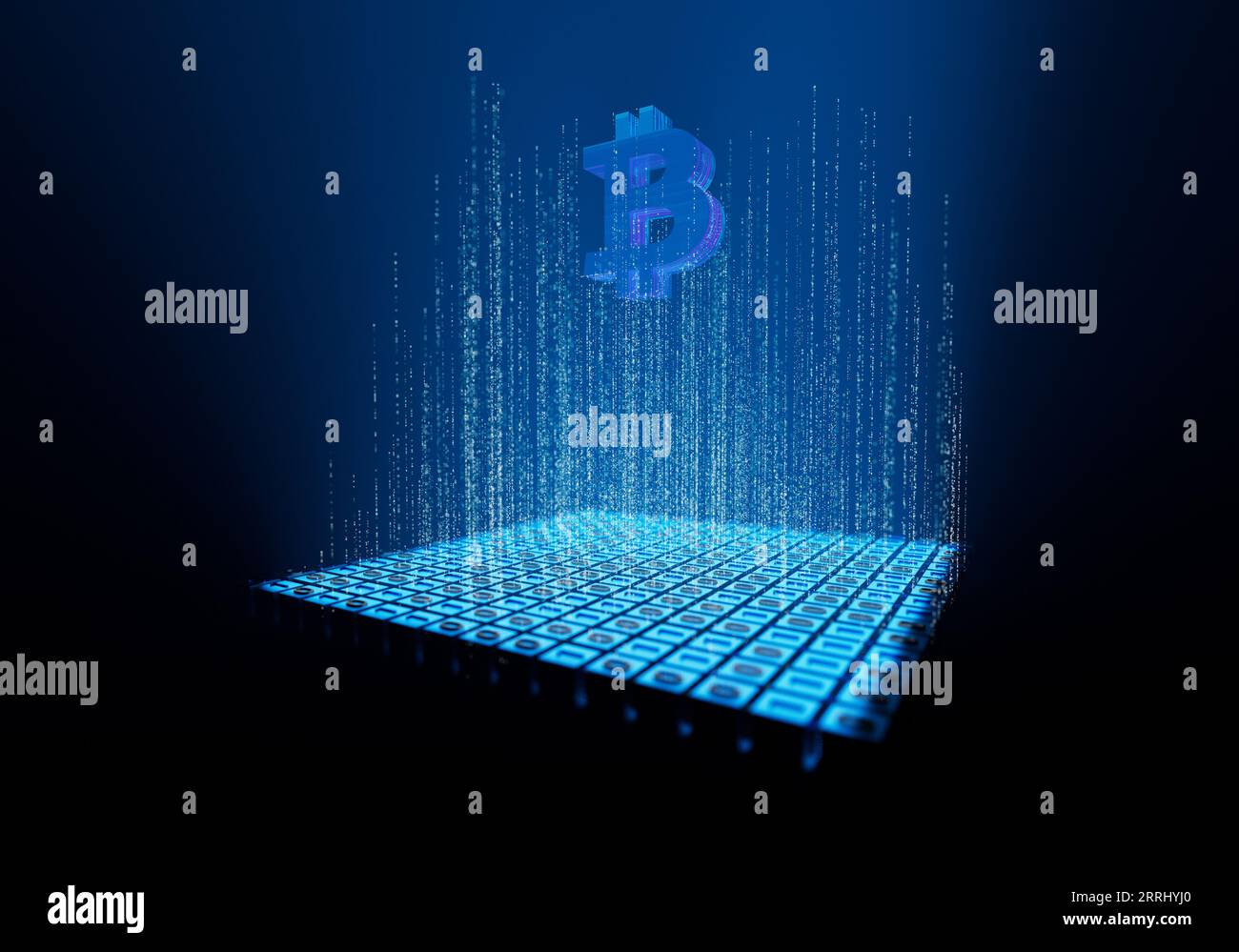 Data simbolo di valuta high tech tecnologia finanza bitcoin Foto Stock