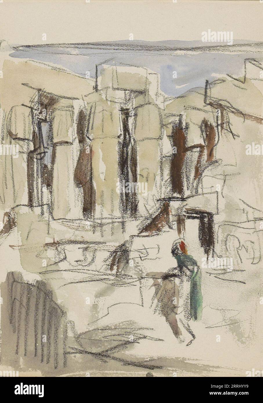 Figura al colonnato del Tempio di Luxor, 1919. Foto Stock