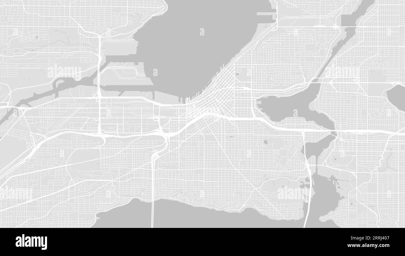 Mappa di Seattle di sfondo, poster della città degli Stati Uniti, bianco e grigio chiaro. Mappa vettoriale con strade e acqua. Formato widescreen, design piatto digitale r Illustrazione Vettoriale