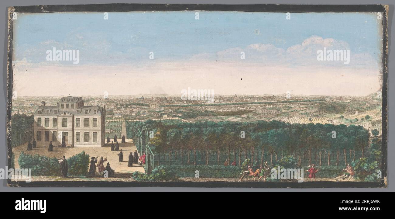 Vista della città di Parigi vista dal villaggio di M&#xe9;nilmontant, 1700-1799. Foto Stock