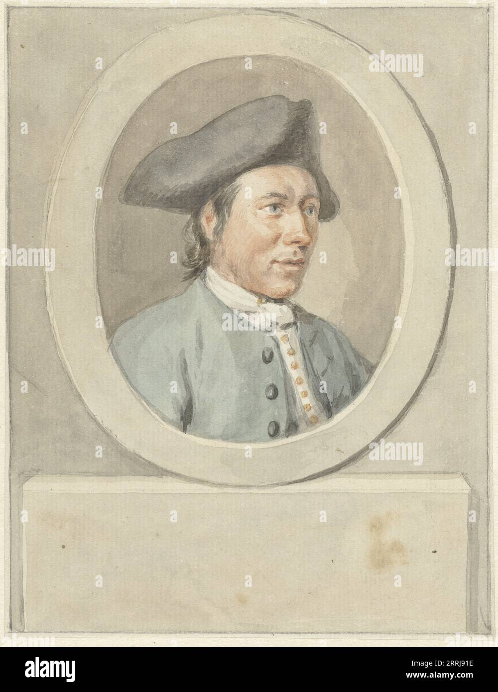 Ritratto di Jacob van Dijk, in cornice ovale, a destra, 1787-1791. Forse di Aert Schouman. Foto Stock