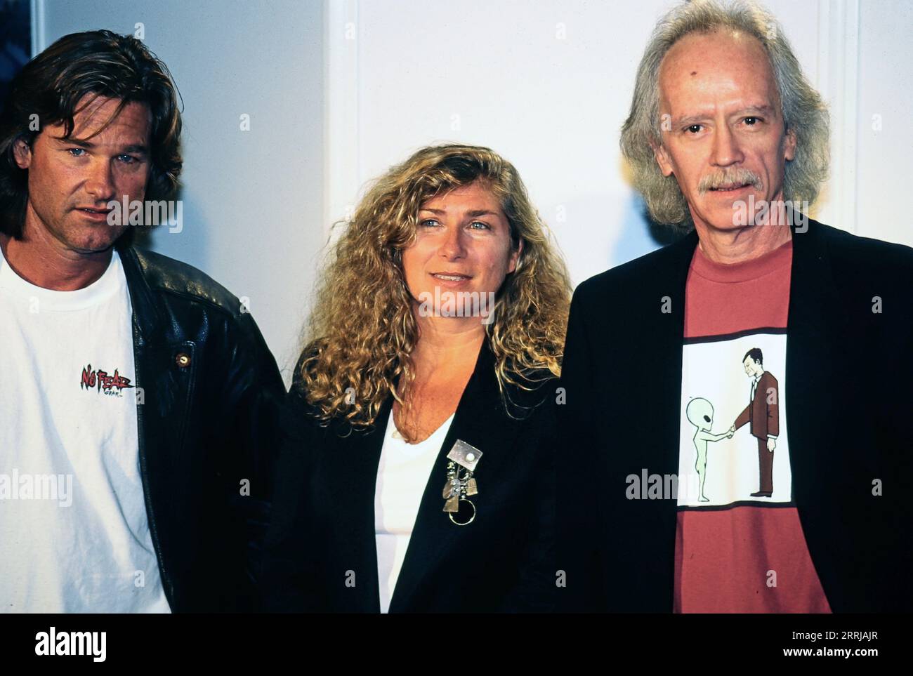 Hauptdarsteller Kurt Russell, Drehbuchautorin Debra Hill, Regisseur John Carpenter beim Fototermin, anlässlich der deutschen Kinopremiere des Carpenter Films: Die Klapperschlange, Originaltitel: Escape from New York, 1981. Foto Stock