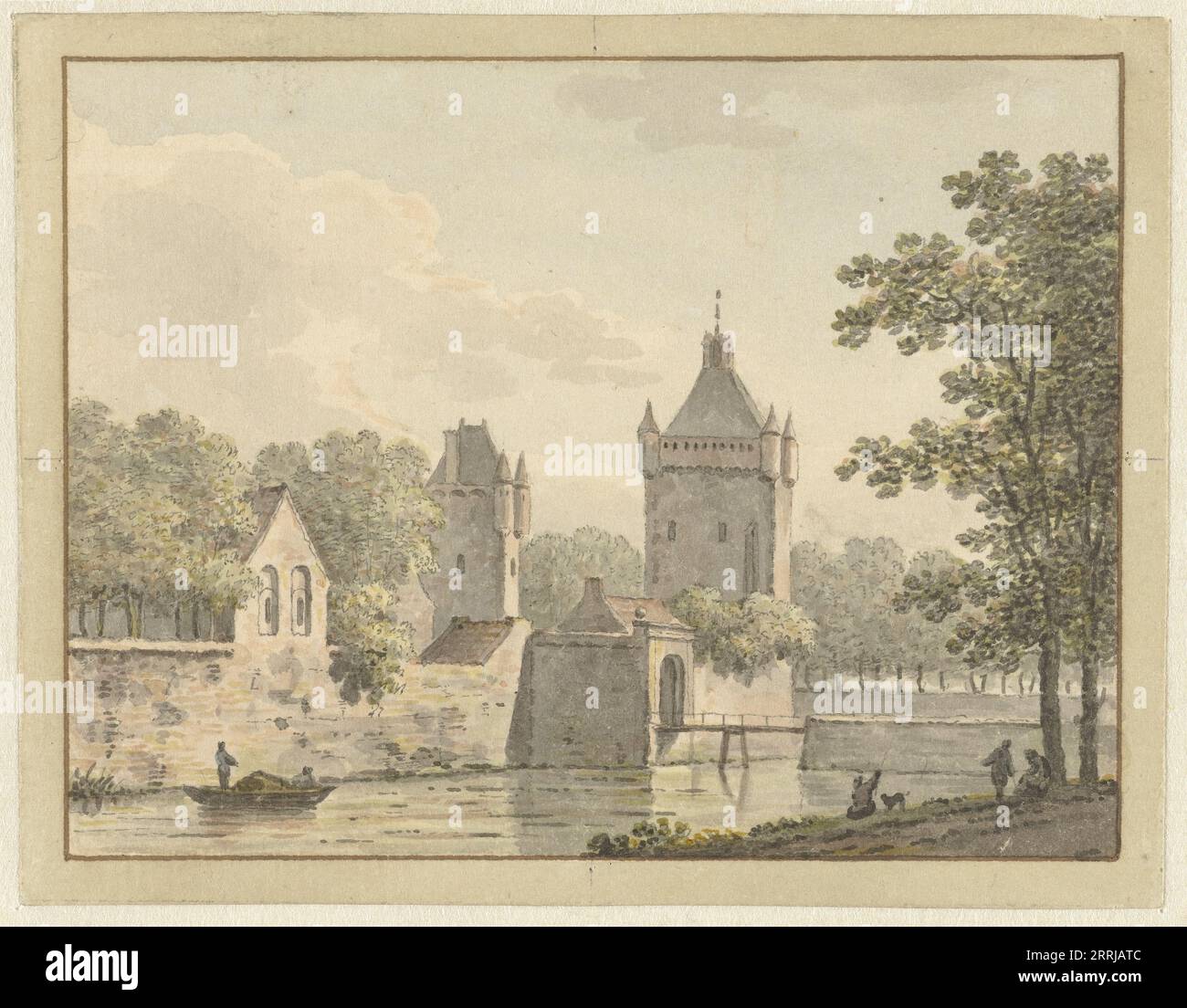 Castello De Pol a Vianen, 1769. Vista del Kasteel Batestein con la torre Sint-Pol. Foto Stock