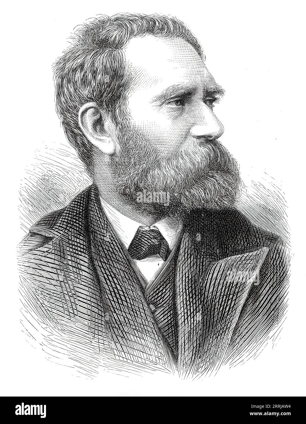 Nuovi associati della Royal Academy: Sig. E. Long, A.R.A., 1876. Incisione da una fotografia del signor Charles Watkins, di Parliament-Street. "...in tenera età decise di diventare pittore, anche se, come nel caso di tanti altri artisti che sono saliti alla distinzione, la sua risoluzione fu fortemente contrastata dai suoi genitori e amici. Nonostante tutte le opposizioni, tuttavia, quando circa quindici anni riuscì a realizzare una determinazione a studiare l'arte... il suo successo fu inizialmente ma lento; quando circa venti, tuttavia, un ritratto del generale Lord Gough lo portò alla fama locale....Mr.. Long ha visitato la som Foto Stock