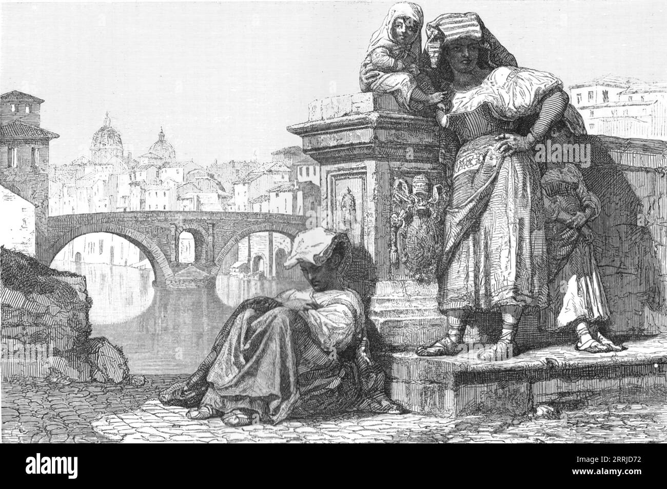 "Donne della campagna a Roma; Roma e Italia unita",1875. Da "Illustrated Travels" di H.W. Bates. [Cassell, Petter e Galpin, c1880, Londra] e Galpin. Foto Stock